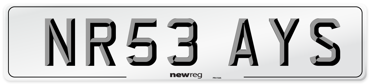 NR53 AYS Number Plate from New Reg
